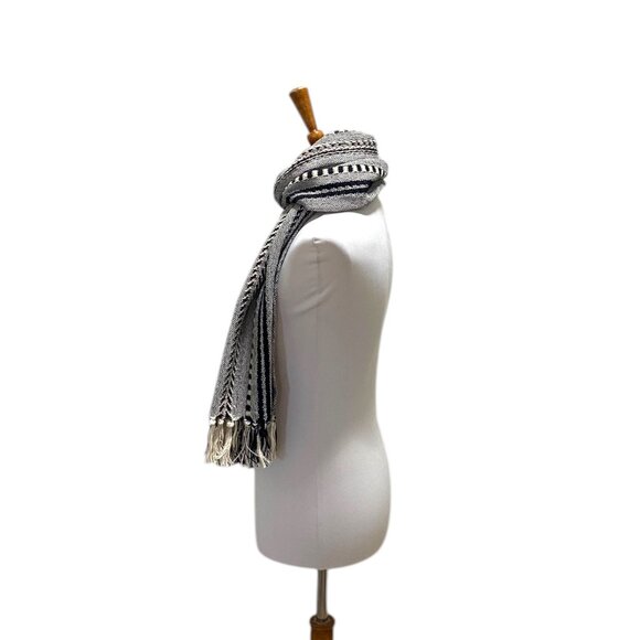 Design Imports Tribal Scarf Cream/Black One Size - Picture 9 of 14